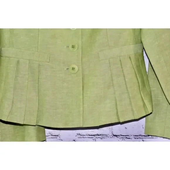 LAFAYETTE 148 New York Couture Wool / Linen Jacket Skirt Suit Size 2/6 Petite